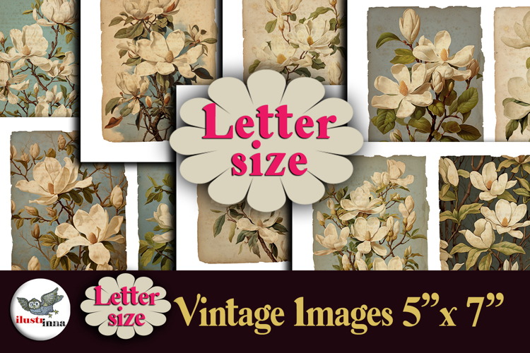White Magnolia Vintage 5x7 Printable Kit Letter