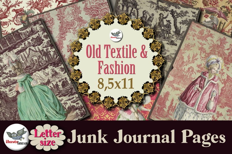 Vintage Textile & Fashion Junk Journal Pages Letter example image 1