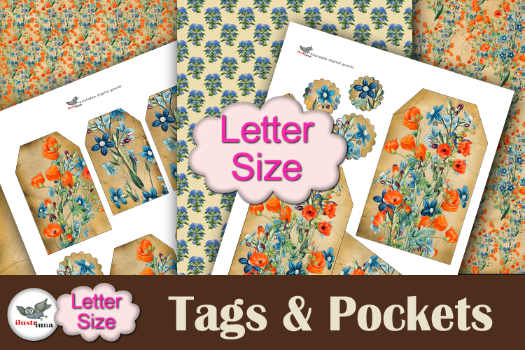 Vintage Wildflower Tags & Pockets Printable Journal Kit