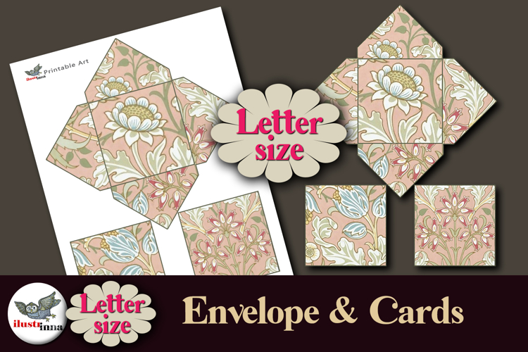 William Morris Peach Floral Cards   Envelope Letter Size