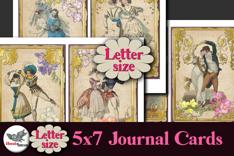 Vintage Dance Journal Cards 5x7 Printable Kit