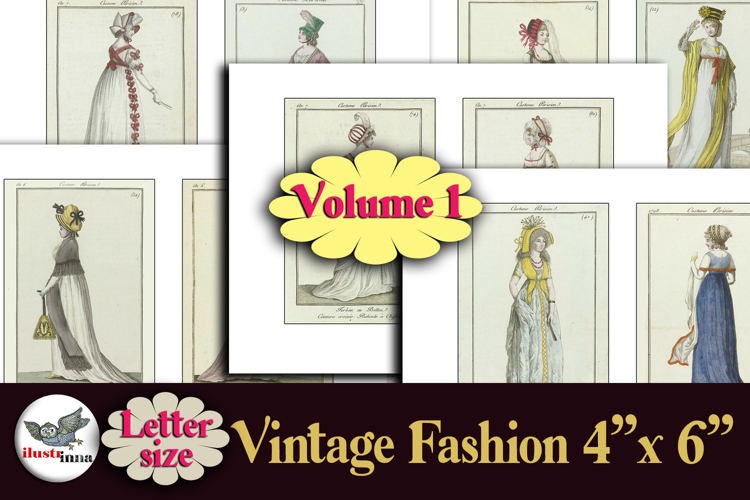 Vintage French Fashion Images 4x6 Printable Vol.1 example image 1