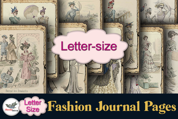 Vintage Fashion Journal Pages Letter Printable Set