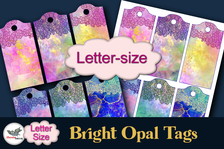 Bright Opal Printable Tags Letter Size Set
