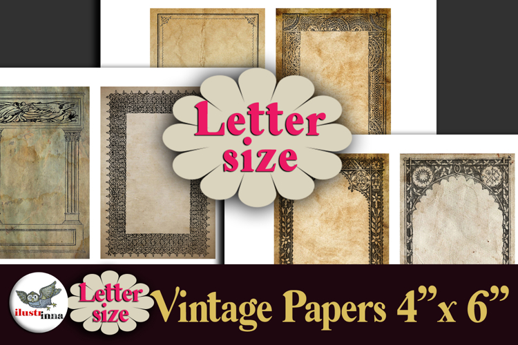 Vintage Frames Papers 4x6 Letter Size Printable Set example image 1