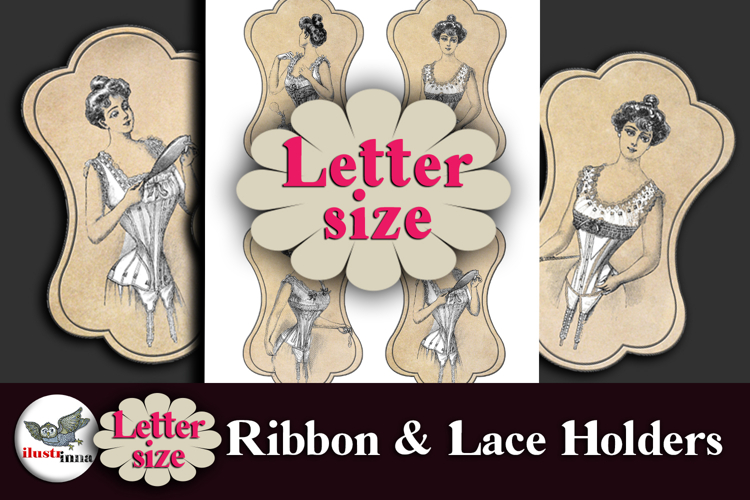 Vintage Fashion Ribbon & Lace Holders Printable Letter Size