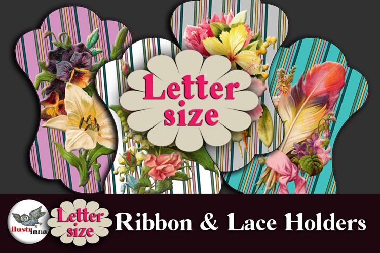 Vintage Floral Ribbon & Lace Holders Printable Letter Size