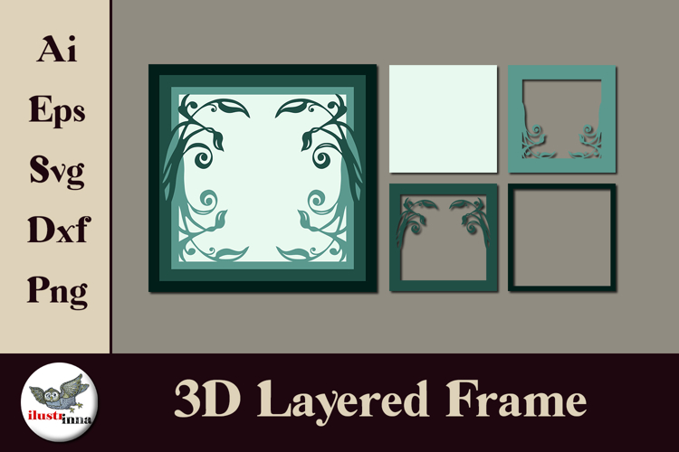 Floral 3D Layered Frame SVG