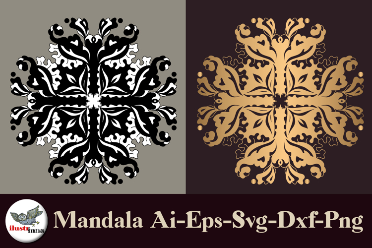 Baroque Floral Mandala SVG Bundle Gold & Black