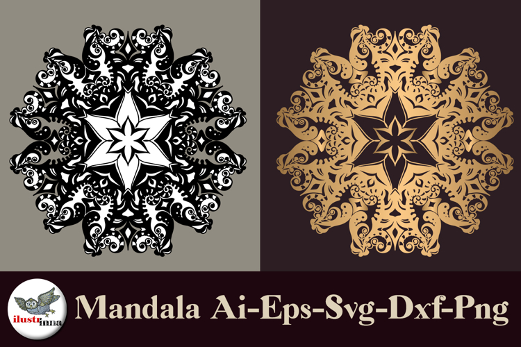 Luxury Ornamental Mandala SVG Bundle Gold & Black