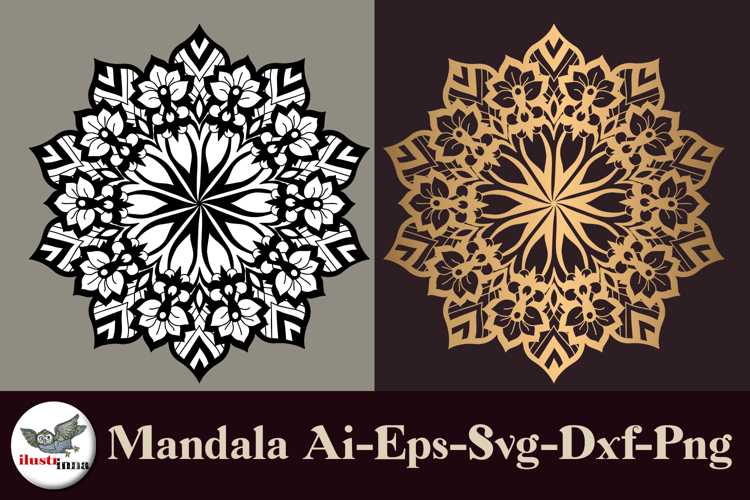 Floral Mandala SVG Set Gold & Black Vector Art