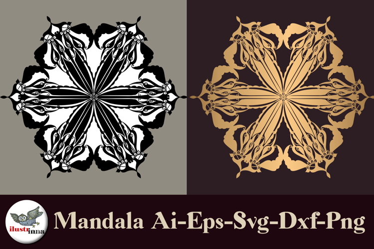 Art Nouveau Mandala SVG Set Gold & Black Vector