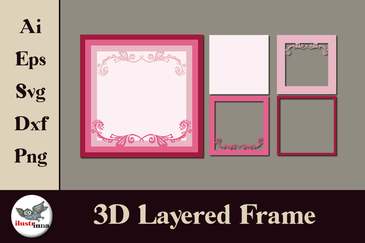 Pink Floral 3D Layered Frame SVG