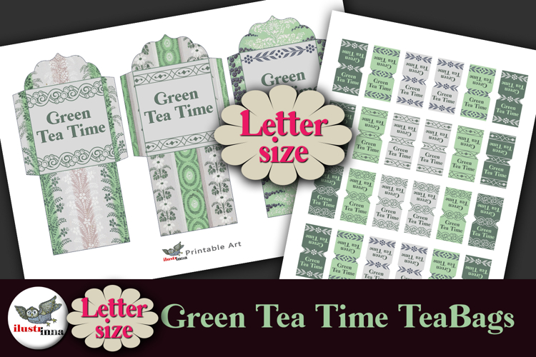 Green Tea Time Tea Bag Holders Printable Letter