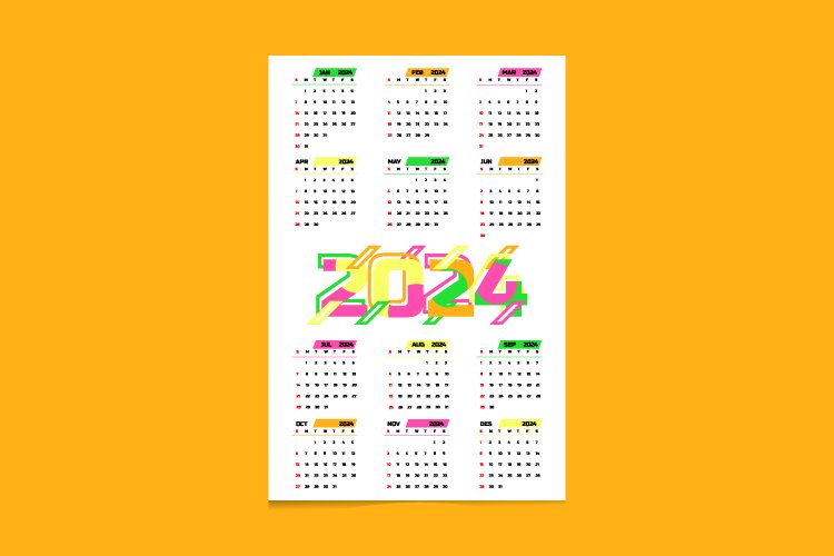 Annual calendar 2024 template design concept