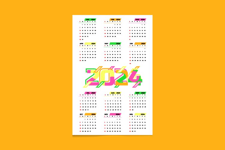 Annual calendar 2024 template design concept example image 1