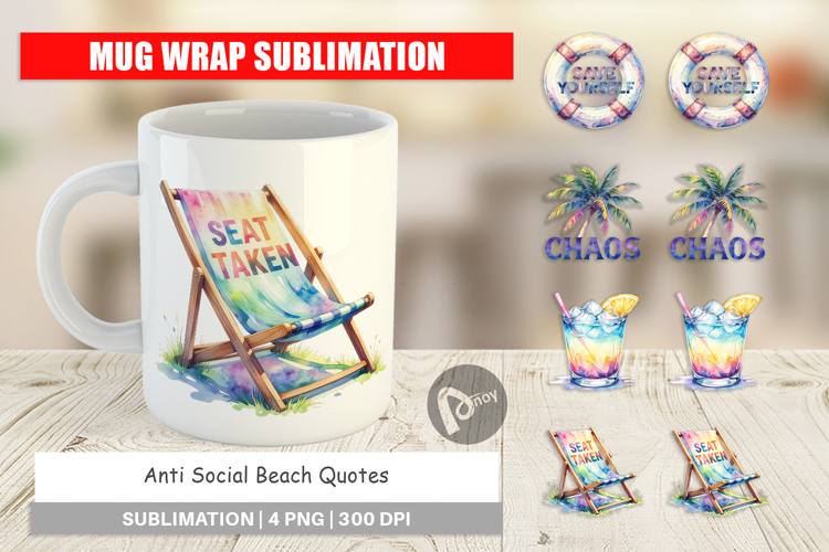 Anti Social Beach Quotes Mug Wrap