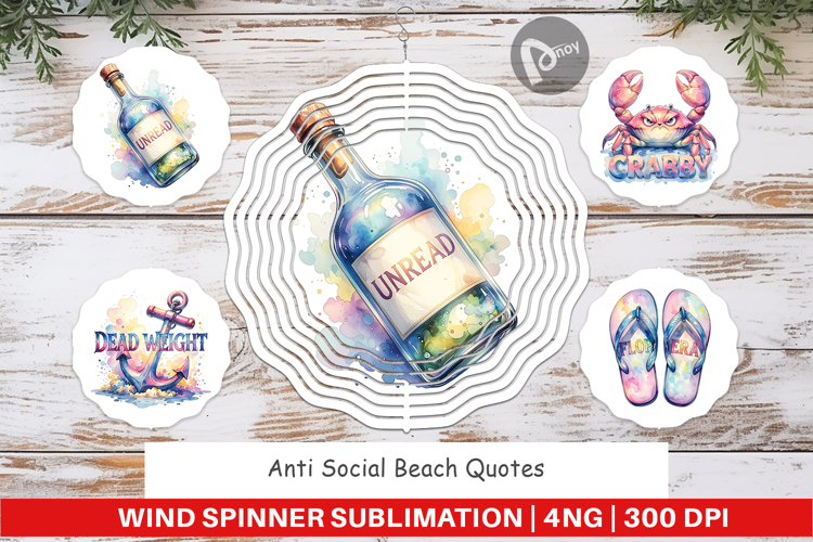 Anti Social Beach Quotes Wind Spinner