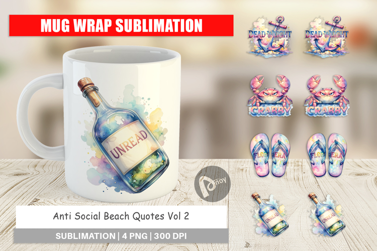 Anti Social Beach Quotes Mug Wrap
