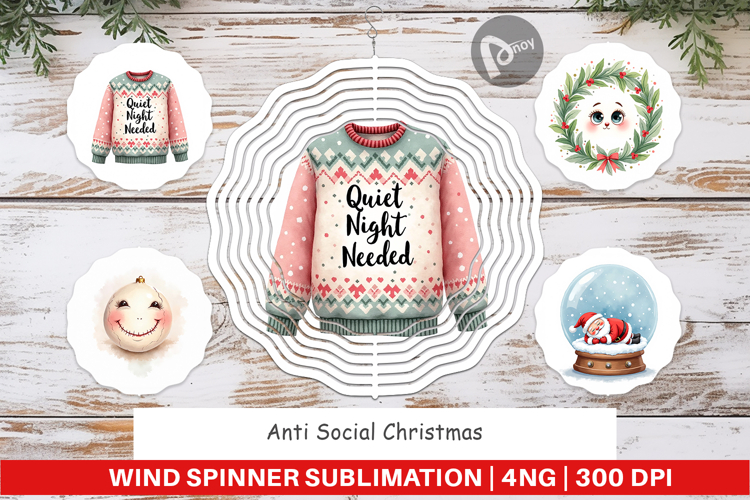 Wind Spinner Watercolor Anti Social Christmas