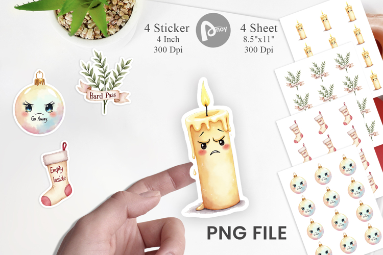 Sticker Watercolor Anti Social Christmas