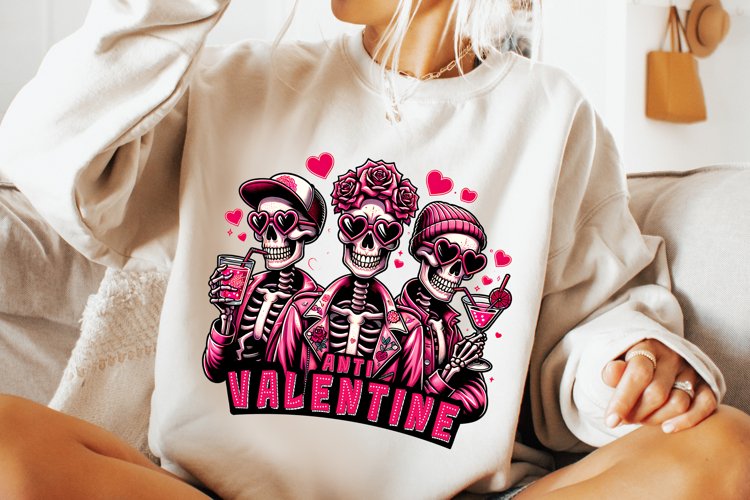 Anti Valentine PNG, Valentines Day Funny Skeleton PNG