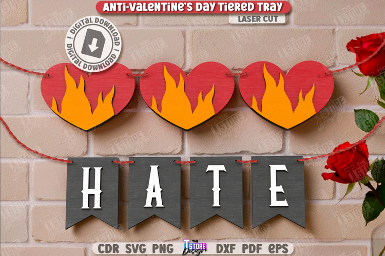 Anti-Valentines Day Tiered Tray Laser Cut |Mini Signs| CNC