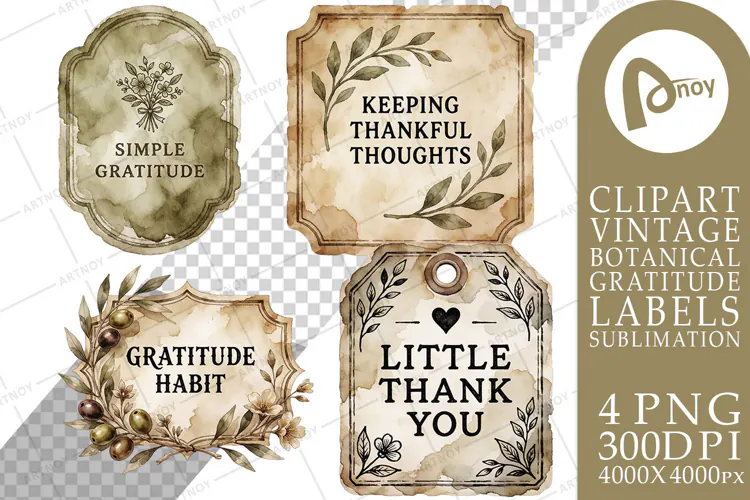 Antique Apothecary Gratitude Seals Sublimation