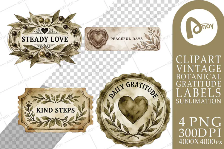 Antique Apothecary Gratitude Seals Sublimation
