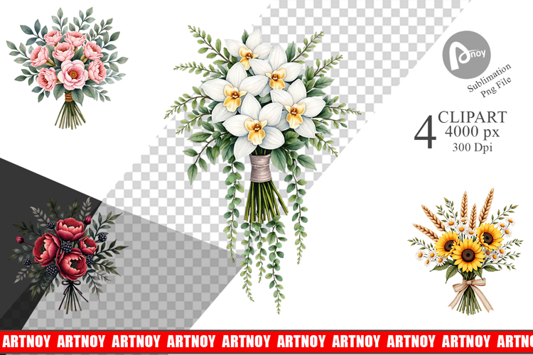Botanical Wedding Bouquets Clipart