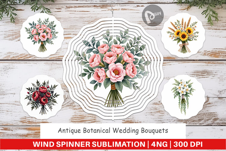 Botanical Wedding Bouquets Wind Spinner example image 1