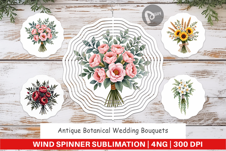 Botanical Wedding Bouquets Wind Spinner