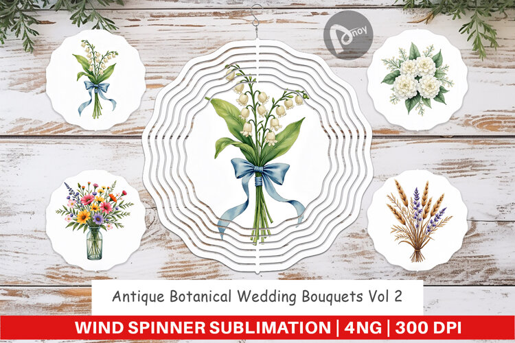 Botanical Wedding Bouquets Wind Spinner example image 1