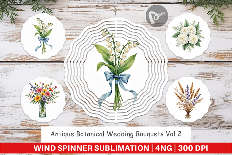 Botanical Wedding Bouquets Wind Spinner