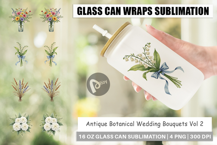 Botanical Wedding Bouquets Glass Can