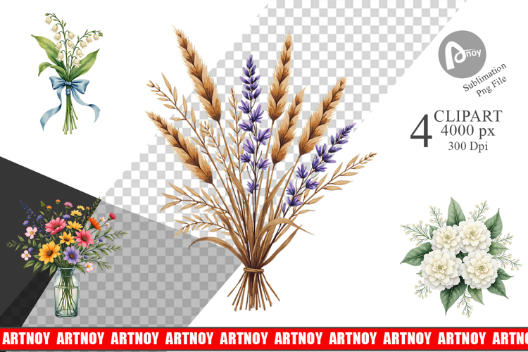 Botanical Wedding Bouquets Clipart