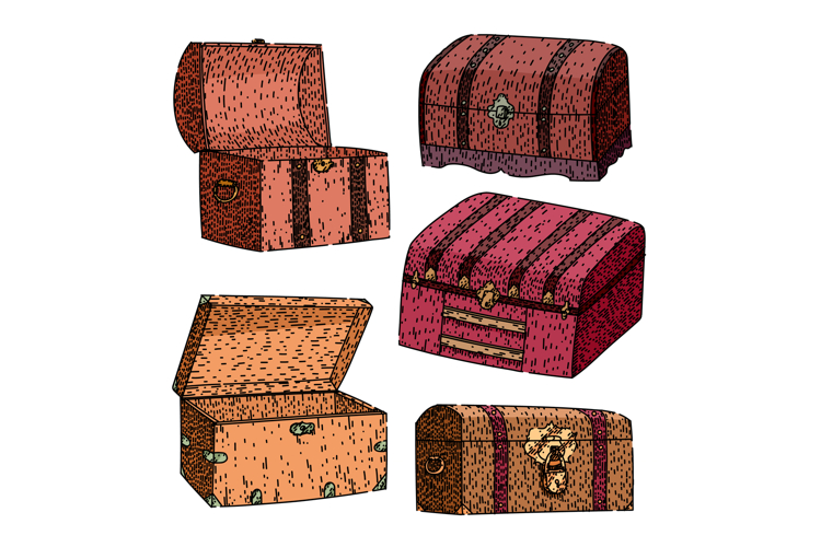 antique chest set sketch hand drawn (6557054)