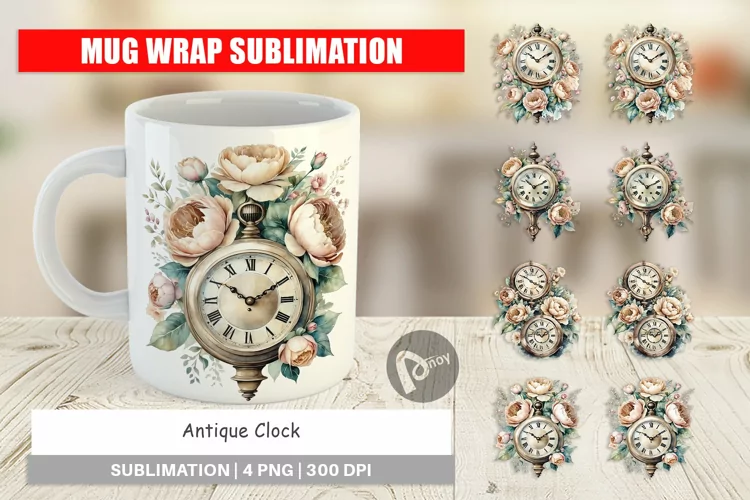 Mug Wrap Antique Clock