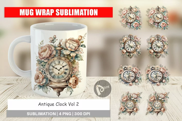 Mug Wrap Antique Clock