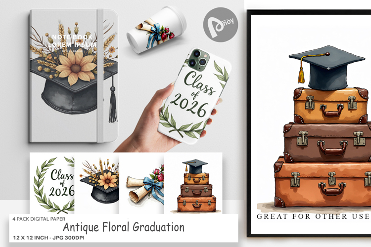 Antique Floral Grad Digital Paper