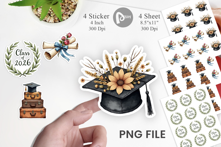 Antique Floral Graduation Sticker