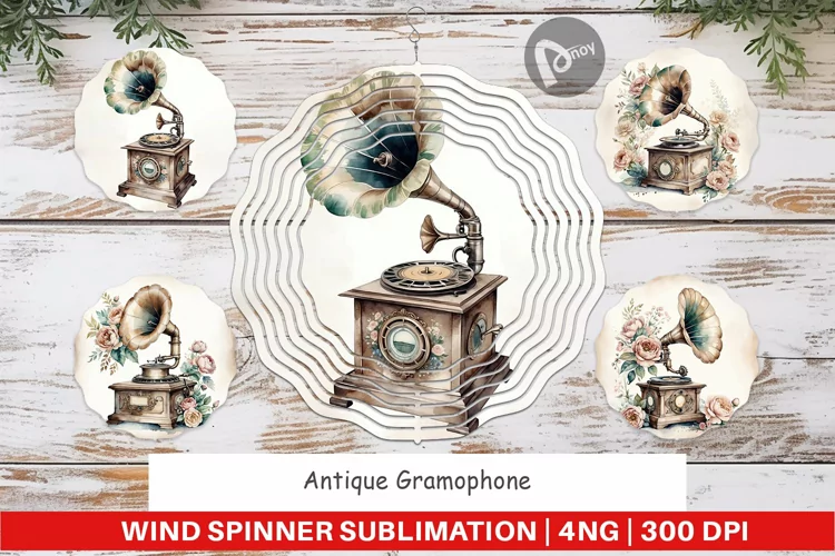 Wind Spinner Antique Gramophone