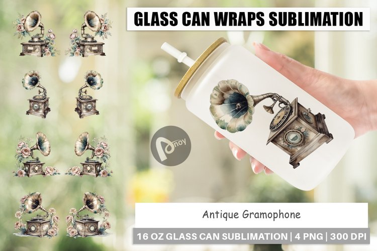 Glass Can Antique Gramophone example image 1