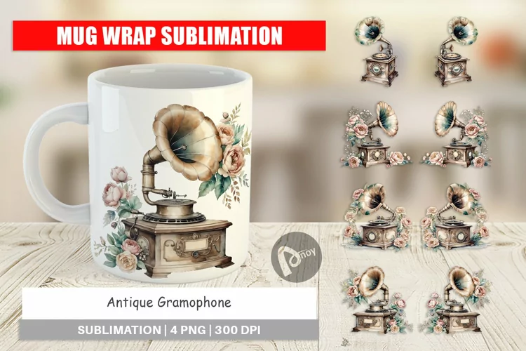 Mug Wrap Antique Gramophone