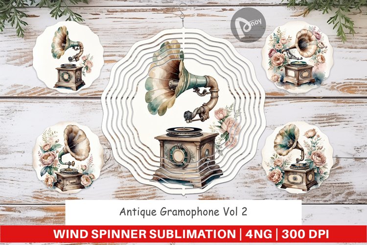 Wind Spinner Antique Gramophone example image 1