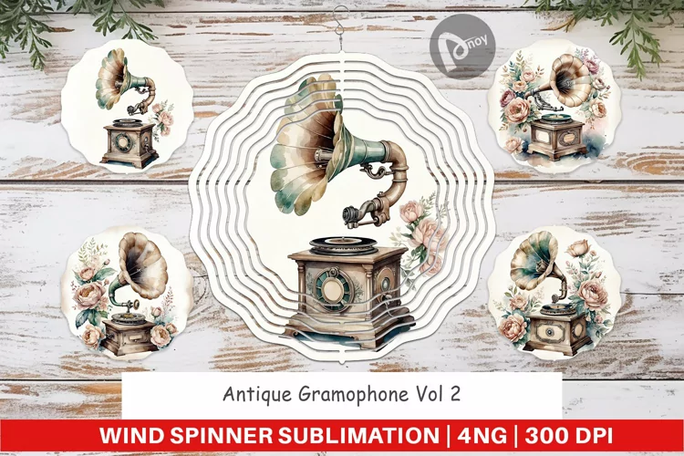 Wind Spinner Antique Gramophone