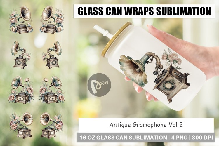 Glass Can Antique Gramophone example image 1