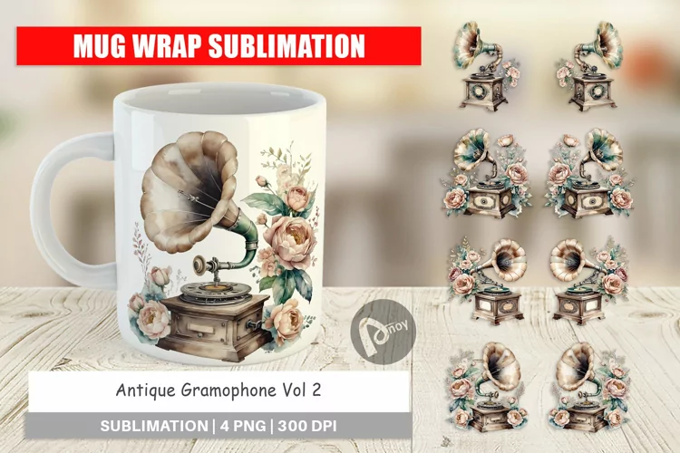 Mug Wrap Antique Gramophone