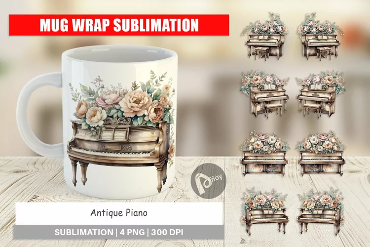 Mug Wrap Antique Piano