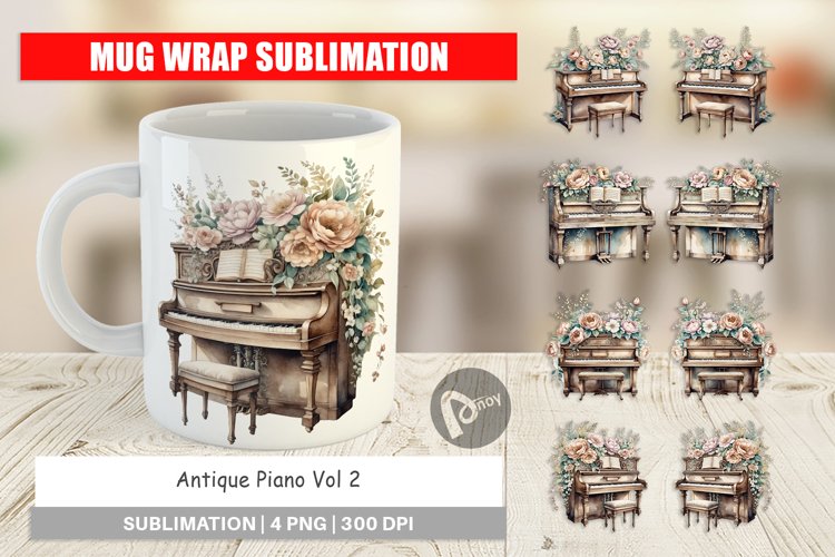 Mug Wrap Antique Piano